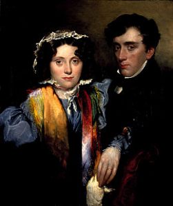 Lauder's portrait of Sophia and John--painted after she died. Note the prominence of her wedding ring, her countenance light while her surviving husband's remains in shadow.